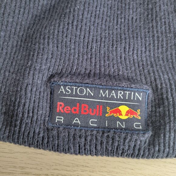 Red Bull Racing Aston Martin Classic Logo Slouchy Beanie Hat Navy Blue Puma - Picture 2 of 6
